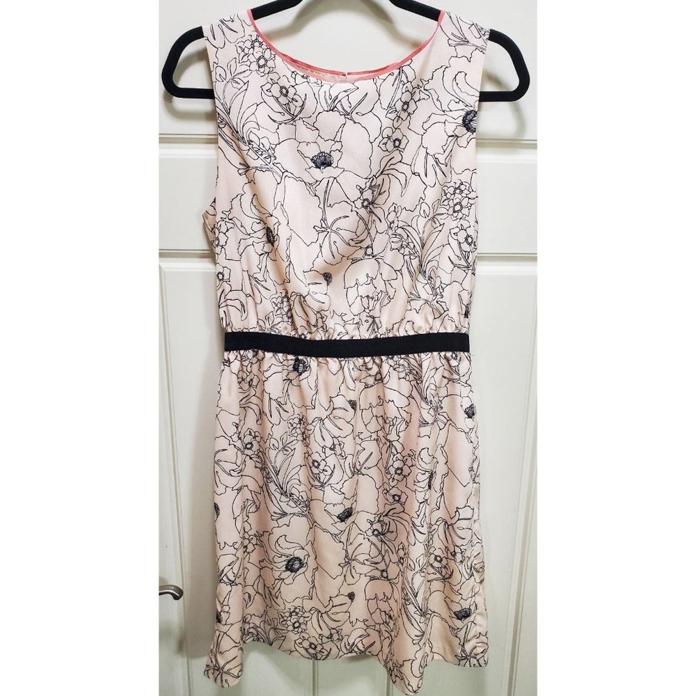 Loft Blush Pink & Black Floral Dress - Medium